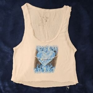 ⭐️BOYS LIE WHITE CROP TANK W BLUE SACRED HEART O/S⭐️